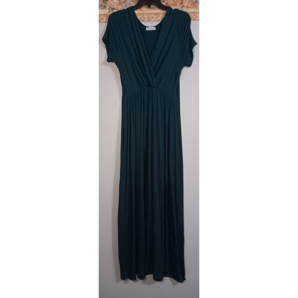 LaClef XL Green Stretch Maxi Jersey Casual Comfy Occasion Event Maternity Dress